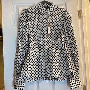 NWT Greysn Polka Dot Meets Peplum Shirt